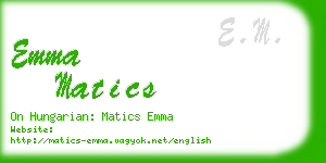 emma matics business card